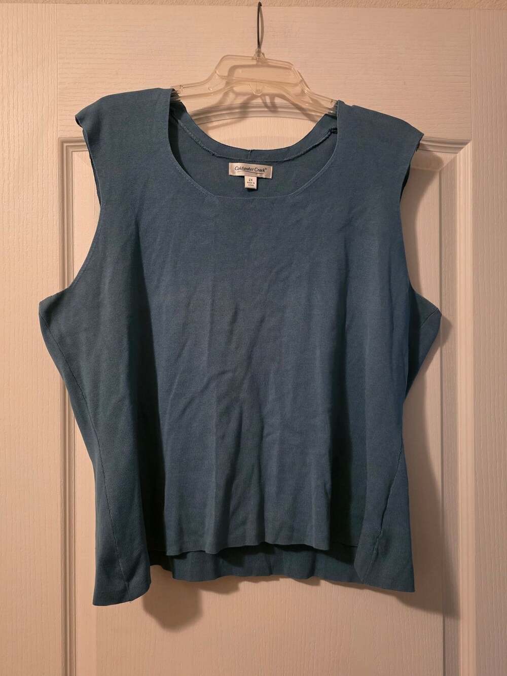 Coldwater Creek Tank Top Size 2X Steel Blue Silk Blend Knit Sleeveless Shirt